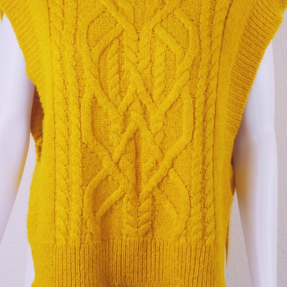 Isabel Marant Short Sleeve Turtleneck Sweater Baby Alpaca Cable Knit Sz 42 - Picture 5 of 12